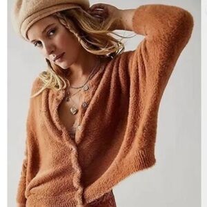 Free People fuzzy brown cardigan